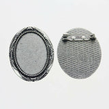 Lote de 2 cabujón ovalado de color plata tibetana de 25 x 35/25 x 18 mm, 30 x 40 mm y 13 x 18 mm, con diseño de broche.