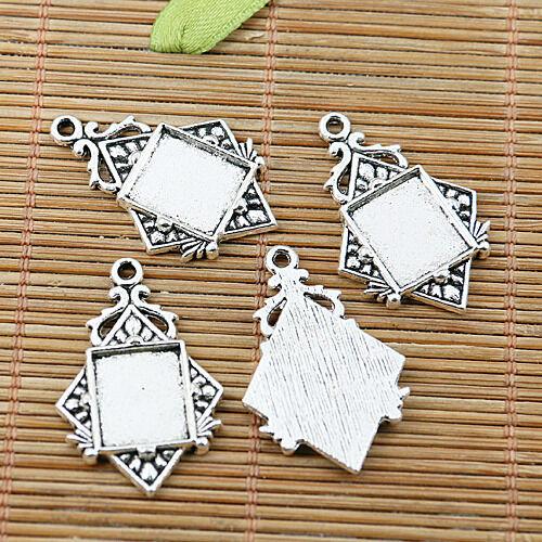 5pcs Tibetan silver rectangle cabochon settings EF2016