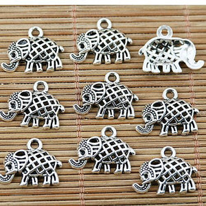 24PCS Tibetan silver tone hollow elephant design charms EF1740