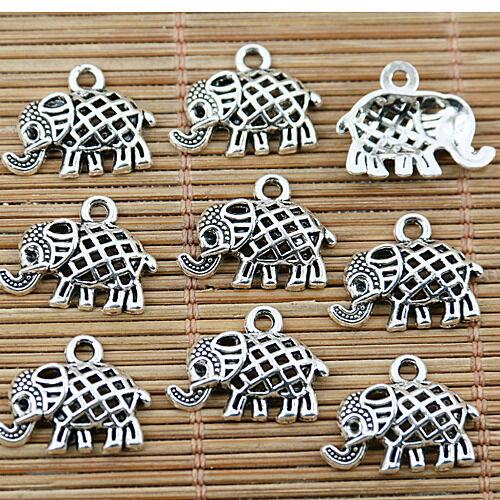 24PCS Tibetan silver tone hollow elephant design charms EF1740