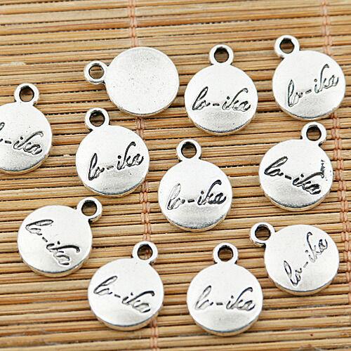 16pcs tibetan silver tone round lettering charms EF1495