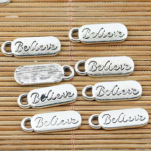 18pcs tibetan silver bar shaped Believe lettering charms EF1435