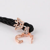Black Color Necklace Cord Butterfly Rhinestones Bail Link Clasp   1pc CL16