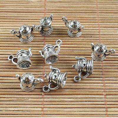 14pcs antiqued silver 3D teapot design pendant h5029