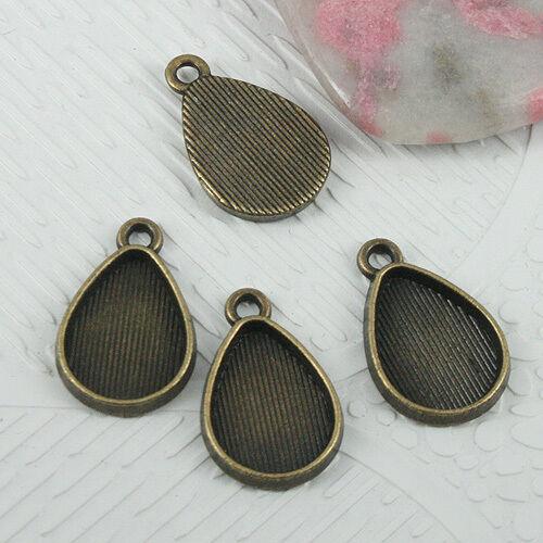 22pcs antiqued bronze tone tear shaped cabochon settings EF0601