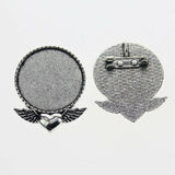 4pcs/lot Tibetan silver COLOR ROUND 20mm/35mm cabochon settings brooch design