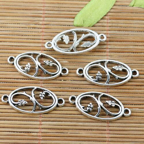 16pcs tibetan silver color oval shaped floral connector EF2381
