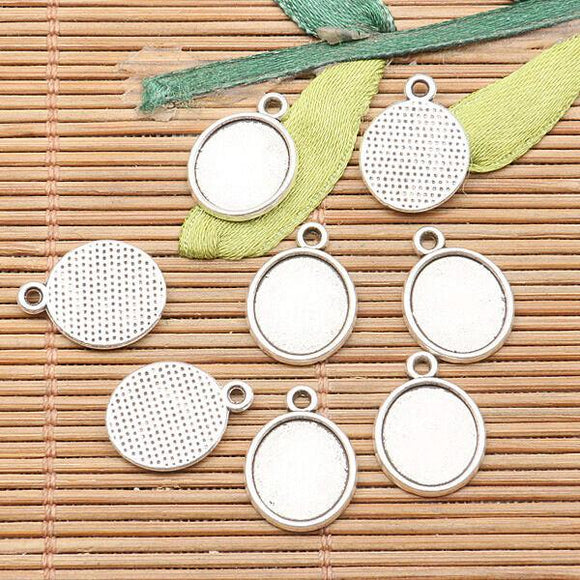 100pcs tibetan silver color 11x10mm cabochon setting design  EF2592