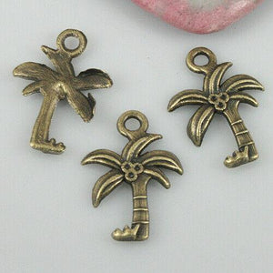 22pcs antiqued bronze color coconut tree charms EF0556