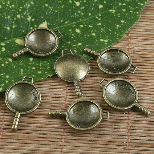 10pcs antique bronze pan design pendant charm G1048