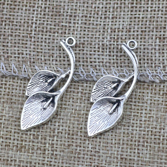 8 Piece 32*13mm Mixed Alloy Antique Silver Color Leaf Newness Charms Keychain Pendant Accessory For DIY Jewelry Making