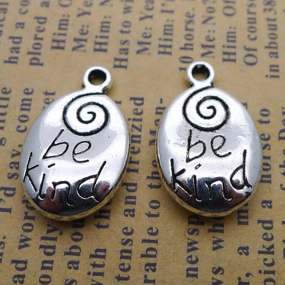 8 Pieces 13*20mm Mixed Alloy Antique Silver Color Be Kind Alphabet Charms Vintage Beads Pendant Accessory For DIY Jewelry Making