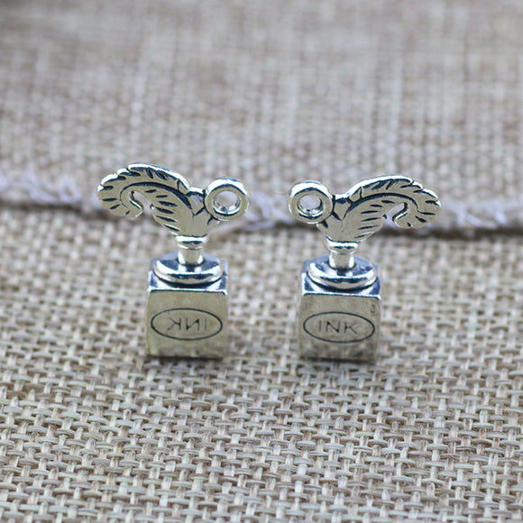8 Pieces 14*20mm Mixed Alloy Antique Silver Color Ink Pen Charms Bracelet Pendant Accessory For DIY Jewelry Making