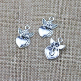 8 Pieces 17*25mm Newest Style Antique Silver Color Angel Heart Wings Charms Pendant Accessory For DIY Jewelry Making
