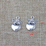 8 Pieces 17*25mm Newest Style Antique Silver Color Angel Heart Wings Charms Pendant Accessory For DIY Jewelry Making