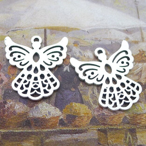 8 Pieces 28*29mm Mixed Alloy Antique Silver Color Angel Charms Bracelet Vintage Pendant Accessory For DIY Jewelry Making