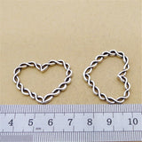 8 Pieces 32x26mm Antique Silver Color Heart Charms Hollow Necklace for DIY Jewelry Making