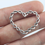 8 Pieces 32x26mm Antique Silver Color Heart Charms Hollow Necklace for DIY Jewelry Making