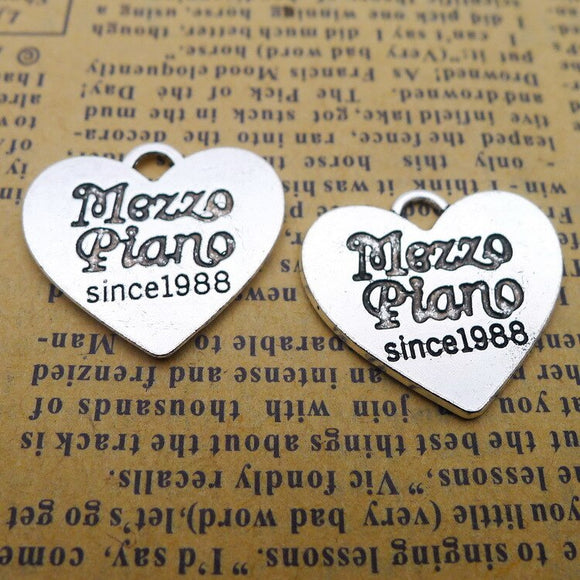 8 Pieces/Lot 22*24mm Antique Silver Plated Alloy Letters hearts Charm For Jewelry Making