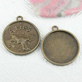 Pick ! A set (12kinds) constellations cabochon settings in antiqued bronze tone