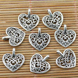 Hot! Beautiful hollow floral heart drop charms to Pick making jewery bracelet