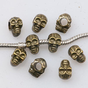 10pcs antiqued bronze color 2sided skull faced spacer beads H0801-1