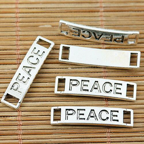 10pcs tibetan silver curved bar-shape PEACE lettering connector EF1479