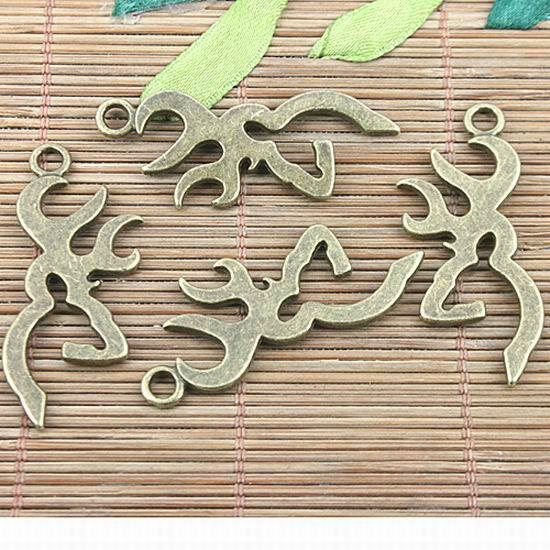 5pcs antiqued bronze color deer head symbol design pendant H0924