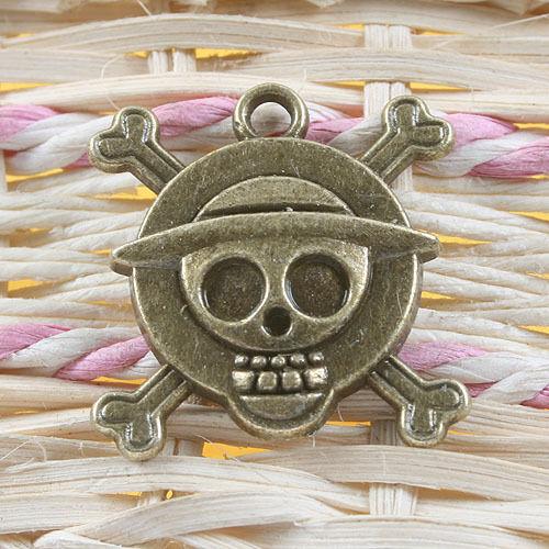 4pcs antiqued bronze skull design pendant charm G617