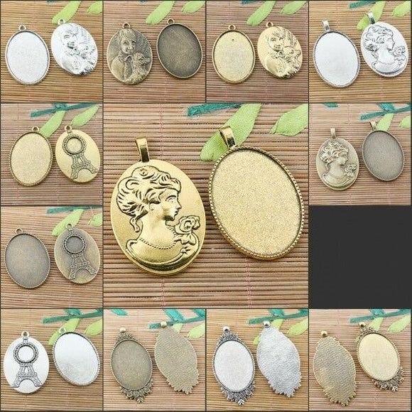 3colors to choose big oval shaped cabochon settings (cab:30x40mm)Jewerly Making