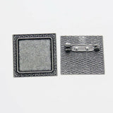 2pcs/lot Tibetan silver color Square shaped 25mm cabochon settings brooch design