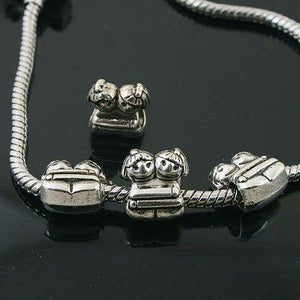 8pcs Tibetan Silver twins spacer Beads Fit European Bracelet l0144