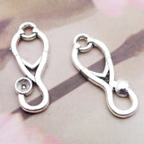 20PCS  Antique Stethoscope Charm Pendant, 2 Sided Medical Charm, Doctor