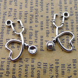 20PCS  Antique Stethoscope Charm Pendant, 2 Sided Medical Charm, Doctor