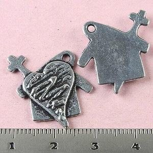 15pcs Tibetan silver heart charm findings h1637