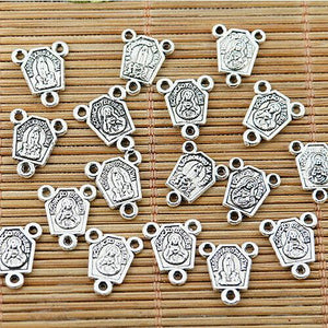 30pcs tibetan silver tone religious portrait 1-2holes connector EF1498