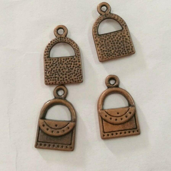 8pcs dark copper color crafted handbag design charms H0067
