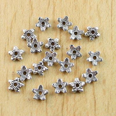 120Pcs Tibetan silver color 5mm flower design bead caps findings  h0376