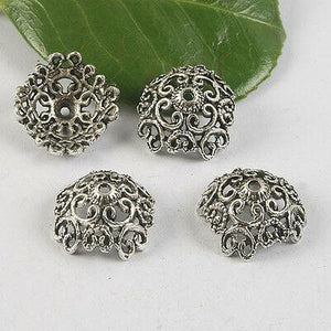 6pcs Tibetan silver pattern flower bead caps h0453