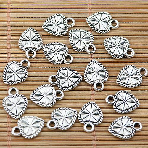 30pcs tibetan silver tone 2sided heart charms EF1906