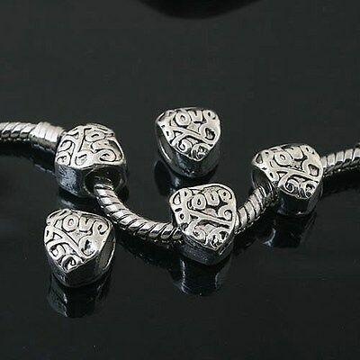 7pcs Tibetan Silver color 2sided heart shaped spacer Beads l0132