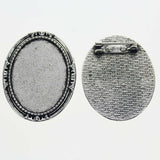 Lote de 2 cabujón ovalado de color plata tibetana de 25 x 35/25 x 18 mm, 30 x 40 mm y 13 x 18 mm, con diseño de broche.