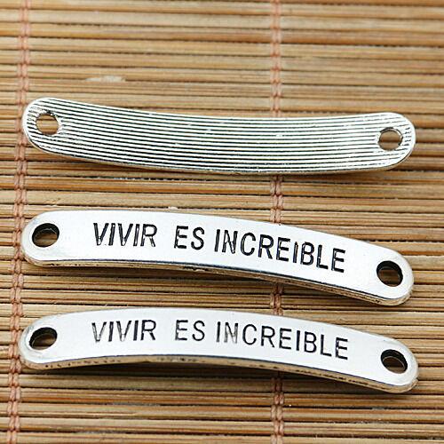 6pcs Tibetan silver vivir es increible beaded connectors EF1893