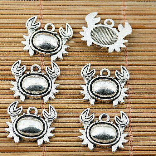 14pcs Tibetan silver crab charms EF1858