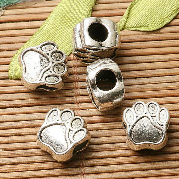 20pcs dark silver color 2sided footprint loose bead fit bracelet EF2802