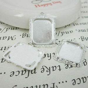 10pcs 20x17mm silver tone picture frame pendant G474