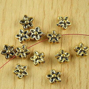 25pcs dark gold plum flower spacer beads h2220