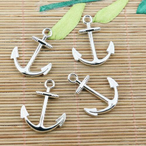 8pcs white k color curved anchor pendant EF2424