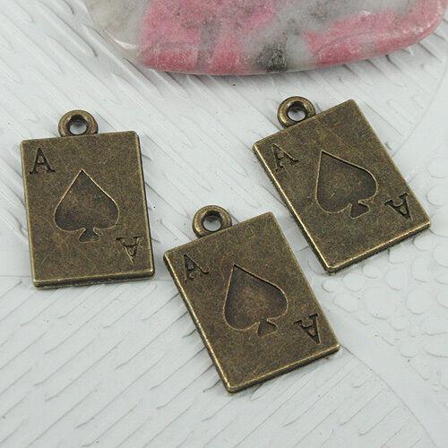 12pcs antique bronze color 2sided playing card A charms EF0787