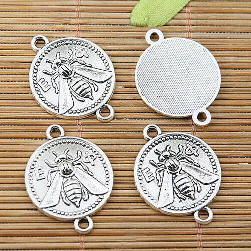 8pcs Tibetan silver bee round connectors EF1809